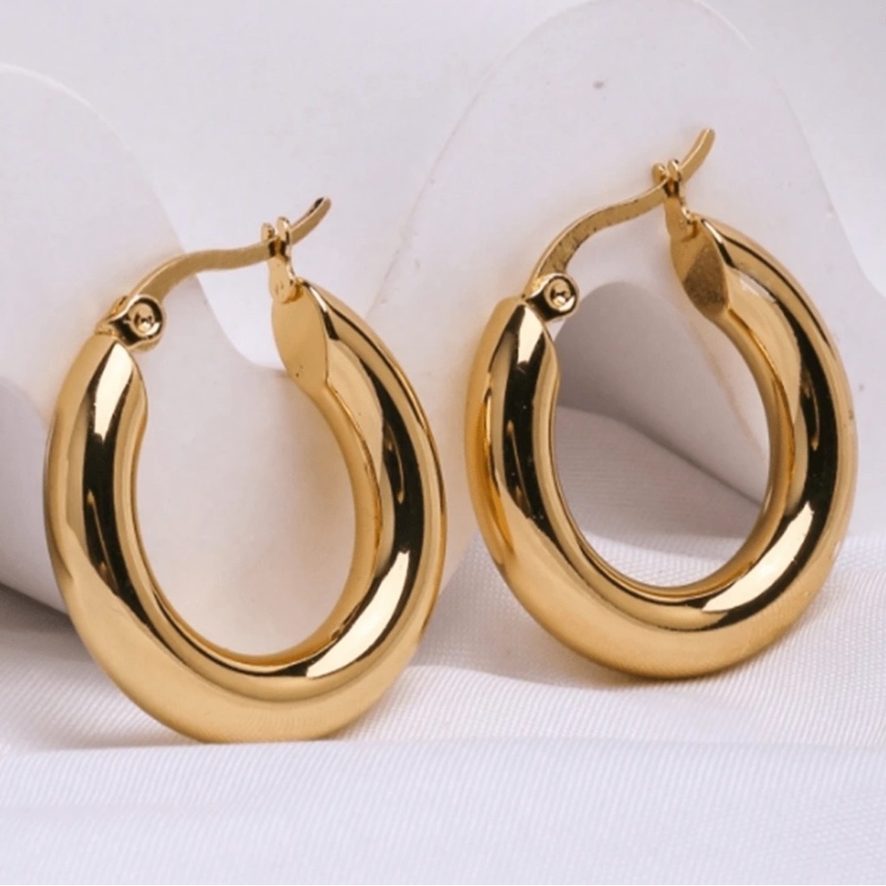 18k Gold Plated Chunky Gold Hoop Earrings